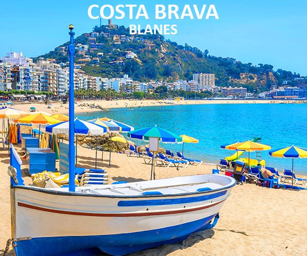 Town and beach in Blanes, Costa Brava