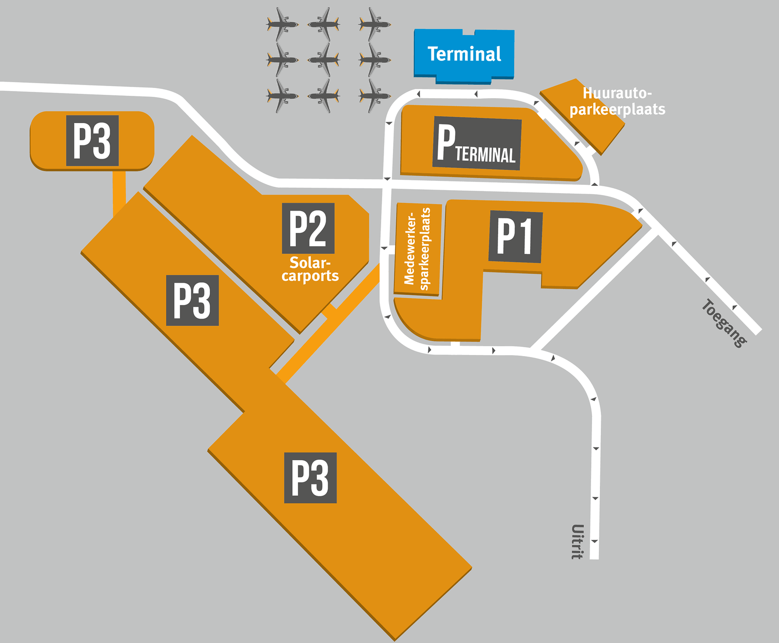 Plattegrond parkeerterreinen Airport Weeze 2026